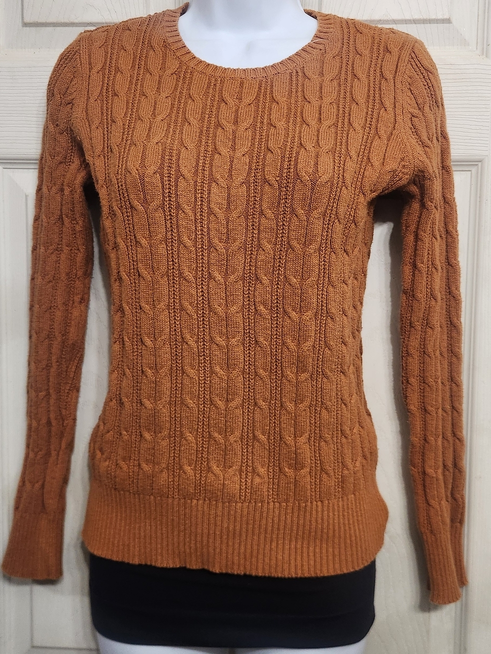 St. John's Bay Cable Knit Crew Sweater - Camel Brown